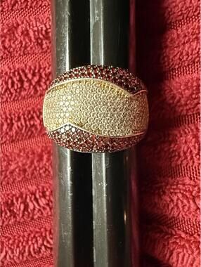 Suzy Levian Vintage Style Two-Tone Rhinestone Ring